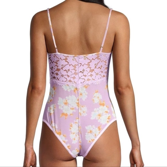 Free People Monday Morning Floral Bodysuit in Lilac Combo size Small - Picture 4 of 13